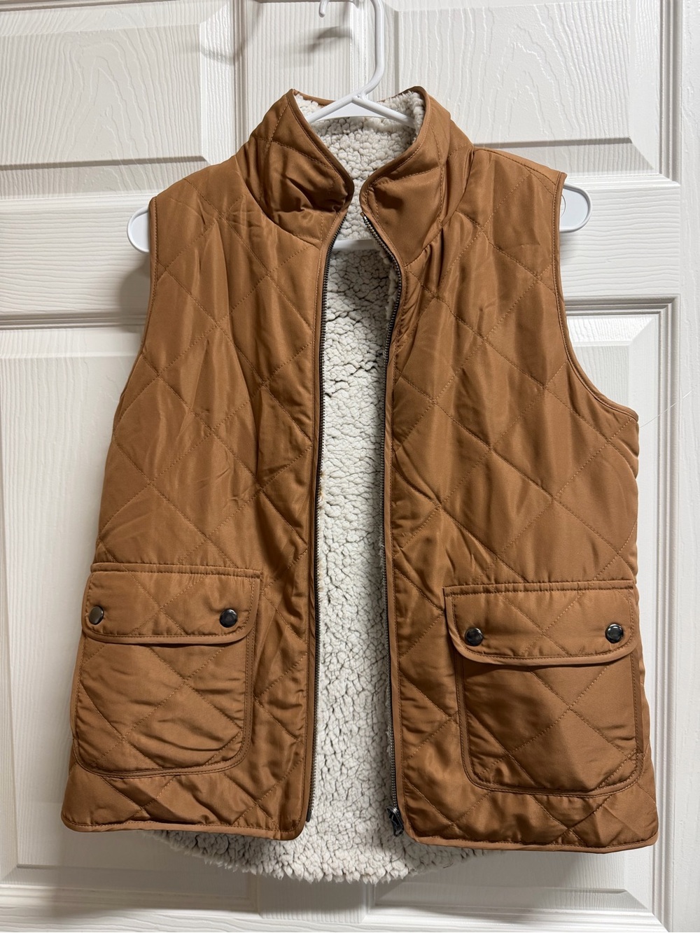 Quilted Brown Sherpa-Lined Women's Vest